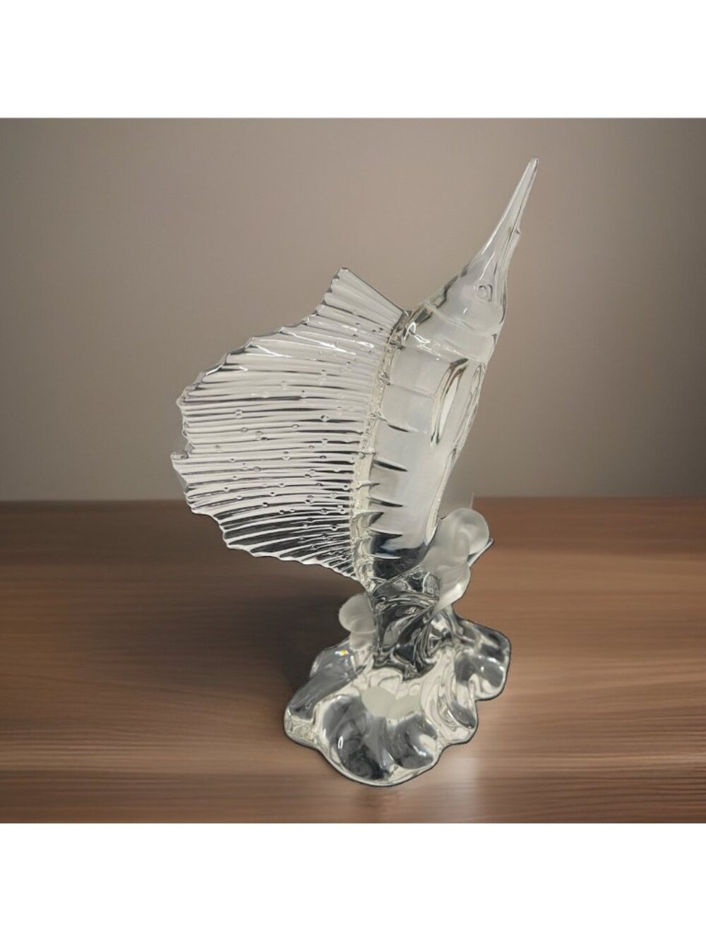 Lenox Crystal Swordfish Marlin Water Dance Figurine Sculpture Germany 8.5"